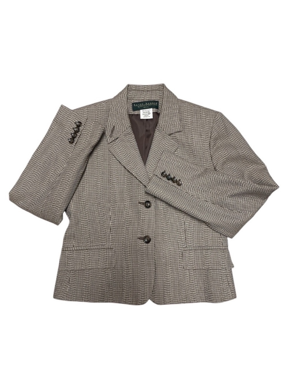 Harve Benard Houndstooth
100% Wool Blazer Size 8P MADE IN BELARUS